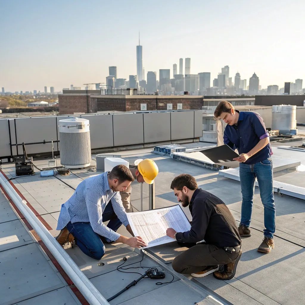 KARINTHAL design team at work on a rooftop project
